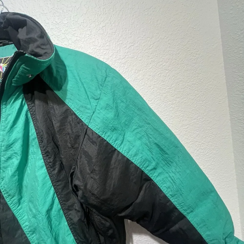 Vintage 80s 90s Tyrolia By HEAD‎ Ski Jacket Women’s Large Teal Black Retro  Coat - Picture 9 of 16